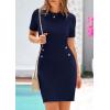 imagePRETTYGARDEN Womens Spring Dresses 2025 Summer Work Business Casual Bodycon Short Sleeve Sweater Cocktail Sheath DressDark Blue