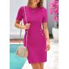 imagePRETTYGARDEN Womens Spring Dresses 2025 Summer Work Business Casual Bodycon Short Sleeve Sweater Cocktail Sheath DressRose Red