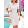 imagePRETTYGARDEN Womens Spring Dresses 2025 Summer Work Business Casual Bodycon Short Sleeve Sweater Cocktail Sheath DressWhite