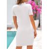 imagePRETTYGARDEN Womens Spring Dresses 2025 Summer Work Business Casual Bodycon Short Sleeve Sweater Cocktail Sheath DressWhite