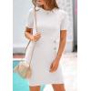 imagePRETTYGARDEN Womens Spring Dresses 2025 Summer Work Business Casual Bodycon Short Sleeve Sweater Cocktail Sheath DressWhite