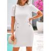 imagePRETTYGARDEN Womens Spring Dresses 2025 Summer Work Business Casual Bodycon Short Sleeve Sweater Cocktail Sheath DressWhite