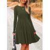 imagePRETTYGARDEN Womens Spring Fall Short Dress Ribbed Knit Crewneck Long Sleeve A Line Flowy Casual Elegant Going Out DressesArmy Green