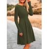 imagePRETTYGARDEN Womens Spring Fall Short Dress Ribbed Knit Crewneck Long Sleeve A Line Flowy Casual Elegant Going Out DressesArmy Green