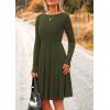imagePRETTYGARDEN Womens Spring Fall Short Dress Ribbed Knit Crewneck Long Sleeve A Line Flowy Casual Elegant Going Out DressesArmy Green
