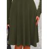 imagePRETTYGARDEN Womens Spring Fall Short Dress Ribbed Knit Crewneck Long Sleeve A Line Flowy Casual Elegant Going Out DressesArmy Green