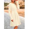 imagePRETTYGARDEN Womens Spring Fall Short Dress Ribbed Knit Crewneck Long Sleeve A Line Flowy Casual Elegant Going Out DressesBeige