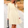 imagePRETTYGARDEN Womens Spring Fall Short Dress Ribbed Knit Crewneck Long Sleeve A Line Flowy Casual Elegant Going Out DressesBeige
