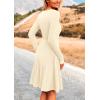 imagePRETTYGARDEN Womens Spring Fall Short Dress Ribbed Knit Crewneck Long Sleeve A Line Flowy Casual Elegant Going Out DressesBeige