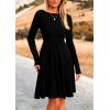 imagePRETTYGARDEN Womens Spring Fall Short Dress Ribbed Knit Crewneck Long Sleeve A Line Flowy Casual Elegant Going Out DressesBlack