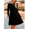 imagePRETTYGARDEN Womens Spring Fall Short Dress Ribbed Knit Crewneck Long Sleeve A Line Flowy Casual Elegant Going Out DressesBlack