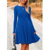 imagePRETTYGARDEN Womens Spring Fall Short Dress Ribbed Knit Crewneck Long Sleeve A Line Flowy Casual Elegant Going Out DressesBlue