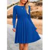 imagePRETTYGARDEN Womens Spring Fall Short Dress Ribbed Knit Crewneck Long Sleeve A Line Flowy Casual Elegant Going Out DressesBlue