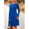 imagePRETTYGARDEN Womens Spring Fall Short Dress Ribbed Knit Crewneck Long Sleeve A Line Flowy Casual Elegant Going Out DressesBlue