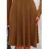 imagePRETTYGARDEN Womens Spring Fall Short Dress Ribbed Knit Crewneck Long Sleeve A Line Flowy Casual Elegant Going Out DressesBrown