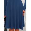imagePRETTYGARDEN Womens Spring Fall Short Dress Ribbed Knit Crewneck Long Sleeve A Line Flowy Casual Elegant Going Out DressesDark Blue