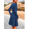 imagePRETTYGARDEN Womens Spring Fall Short Dress Ribbed Knit Crewneck Long Sleeve A Line Flowy Casual Elegant Going Out DressesDark Blue