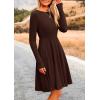 imagePRETTYGARDEN Womens Spring Fall Short Dress Ribbed Knit Crewneck Long Sleeve A Line Flowy Casual Elegant Going Out DressesDark Coffee