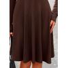 imagePRETTYGARDEN Womens Spring Fall Short Dress Ribbed Knit Crewneck Long Sleeve A Line Flowy Casual Elegant Going Out DressesDark Coffee