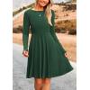 imagePRETTYGARDEN Womens Spring Fall Short Dress Ribbed Knit Crewneck Long Sleeve A Line Flowy Casual Elegant Going Out DressesDark Green