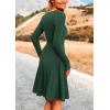 imagePRETTYGARDEN Womens Spring Fall Short Dress Ribbed Knit Crewneck Long Sleeve A Line Flowy Casual Elegant Going Out DressesDark Green