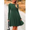imagePRETTYGARDEN Womens Spring Fall Short Dress Ribbed Knit Crewneck Long Sleeve A Line Flowy Casual Elegant Going Out DressesDark Green