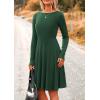 imagePRETTYGARDEN Womens Spring Fall Short Dress Ribbed Knit Crewneck Long Sleeve A Line Flowy Casual Elegant Going Out DressesDark Green