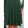 imagePRETTYGARDEN Womens Spring Fall Short Dress Ribbed Knit Crewneck Long Sleeve A Line Flowy Casual Elegant Going Out DressesDark Green