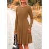 imagePRETTYGARDEN Womens Spring Fall Short Dress Ribbed Knit Crewneck Long Sleeve A Line Flowy Casual Elegant Going Out DressesDark Khaki