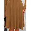 imagePRETTYGARDEN Womens Spring Fall Short Dress Ribbed Knit Crewneck Long Sleeve A Line Flowy Casual Elegant Going Out DressesDark Khaki