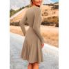 imagePRETTYGARDEN Womens Spring Fall Short Dress Ribbed Knit Crewneck Long Sleeve A Line Flowy Casual Elegant Going Out DressesKhaki