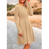imagePRETTYGARDEN Womens Spring Fall Short Dress Ribbed Knit Crewneck Long Sleeve A Line Flowy Casual Elegant Going Out DressesLight Apricot