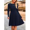 imagePRETTYGARDEN Womens Spring Fall Short Dress Ribbed Knit Crewneck Long Sleeve A Line Flowy Casual Elegant Going Out DressesNavy