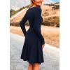 imagePRETTYGARDEN Womens Spring Fall Short Dress Ribbed Knit Crewneck Long Sleeve A Line Flowy Casual Elegant Going Out DressesNavy