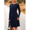 imagePRETTYGARDEN Womens Spring Fall Short Dress Ribbed Knit Crewneck Long Sleeve A Line Flowy Casual Elegant Going Out DressesNavy