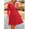 imagePRETTYGARDEN Womens Spring Fall Short Dress Ribbed Knit Crewneck Long Sleeve A Line Flowy Casual Elegant Going Out DressesRed