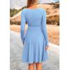 imagePRETTYGARDEN Womens Spring Fall Short Dress Ribbed Knit Crewneck Long Sleeve A Line Flowy Casual Elegant Going Out DressesSky Blue