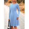 imagePRETTYGARDEN Womens Spring Fall Short Dress Ribbed Knit Crewneck Long Sleeve A Line Flowy Casual Elegant Going Out DressesSky Blue