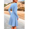 imagePRETTYGARDEN Womens Spring Fall Short Dress Ribbed Knit Crewneck Long Sleeve A Line Flowy Casual Elegant Going Out DressesSky Blue