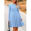 imagePRETTYGARDEN Womens Spring Fall Short Dress Ribbed Knit Crewneck Long Sleeve A Line Flowy Casual Elegant Going Out DressesSky Blue