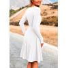 imagePRETTYGARDEN Womens Spring Fall Short Dress Ribbed Knit Crewneck Long Sleeve A Line Flowy Casual Elegant Going Out DressesWhite