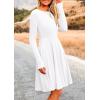 imagePRETTYGARDEN Womens Spring Fall Short Dress Ribbed Knit Crewneck Long Sleeve A Line Flowy Casual Elegant Going Out DressesWhite