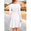 imagePRETTYGARDEN Womens Spring Fall Short Dress Ribbed Knit Crewneck Long Sleeve A Line Flowy Casual Elegant Going Out DressesWhite
