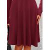 imagePRETTYGARDEN Womens Spring Fall Short Dress Ribbed Knit Crewneck Long Sleeve A Line Flowy Casual Elegant Going Out DressesWine Red