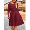 imagePRETTYGARDEN Womens Spring Fall Short Dress Ribbed Knit Crewneck Long Sleeve A Line Flowy Casual Elegant Going Out DressesWine Red