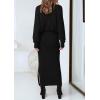 imagePRETTYGARDEN Womens Two Piece Matching Sweater Sets Knit Long Sleeve Pullover Tops Bodycon Long Maxi Skirts Fall OutfitsBlack