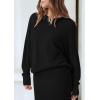 imagePRETTYGARDEN Womens Two Piece Matching Sweater Sets Knit Long Sleeve Pullover Tops Bodycon Long Maxi Skirts Fall OutfitsBlack