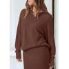 imagePRETTYGARDEN Womens Two Piece Matching Sweater Sets Knit Long Sleeve Pullover Tops Bodycon Long Maxi Skirts Fall OutfitsCoffee