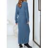 imagePRETTYGARDEN Womens Two Piece Matching Sweater Sets Knit Long Sleeve Pullover Tops Bodycon Long Maxi Skirts Fall OutfitsGrey Blue