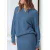 imagePRETTYGARDEN Womens Two Piece Matching Sweater Sets Knit Long Sleeve Pullover Tops Bodycon Long Maxi Skirts Fall OutfitsGrey Blue